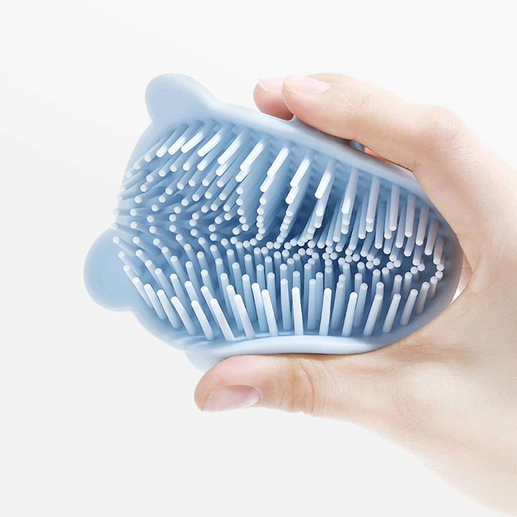 Baby Hair Brush Soft Hair Scalp Massager For Kids Gentle Bathing Shower Head Scrubber Cute Bear Design