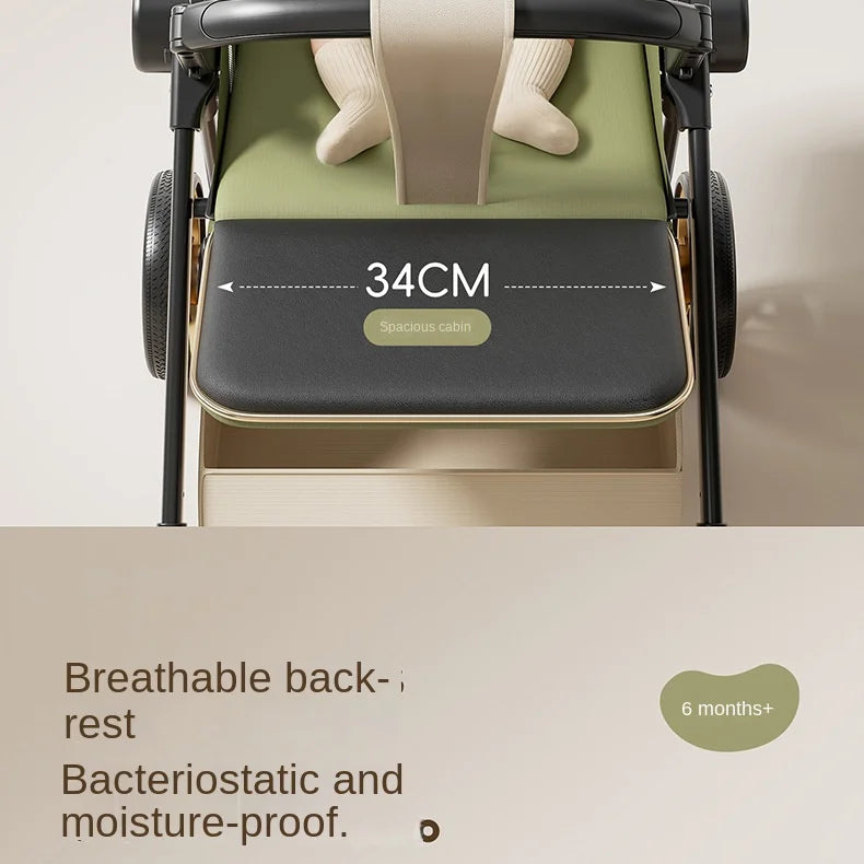 2026 New Stroller with Baby Basket High Landscape Two-way Push Travel Stroller can sit and lie down Four-wheels Baby Buggy