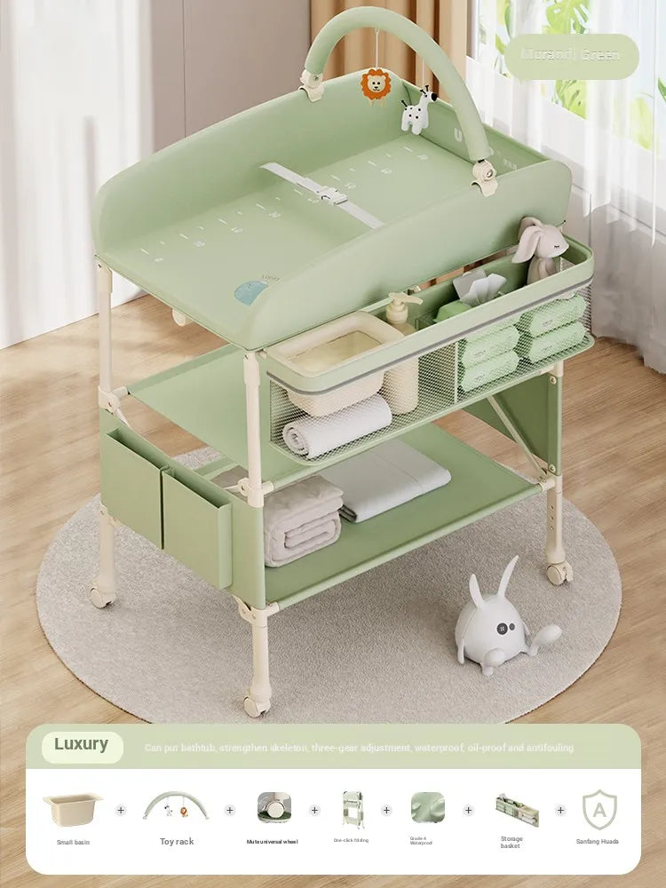 Height Adjustable Multifunctional Foldable Baby Changing Table Portable Infant Diaper Station with Large Storage Waterproof