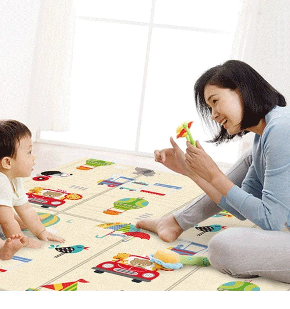 Baby Folding Mat, Large Tummy Time Folding Baby Crawling Mat Outdoor or Indoor Use, Portable Cute Double Sides Crawling Mats