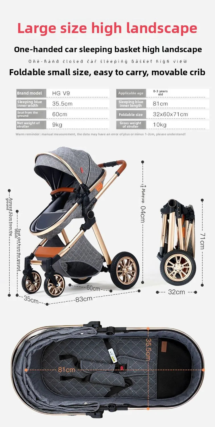 Foldable Two Way Adjustable Armrests 2 in 1 Baby Multifunctional Baby Stroller with Car Seat High View Two in One Baby Stroller