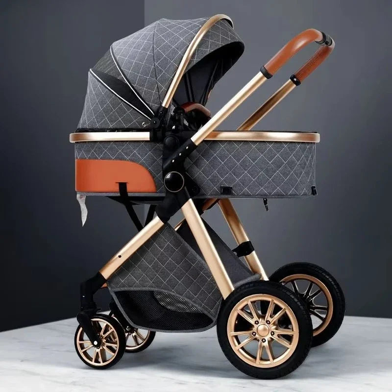 Foldable Two Way Adjustable Armrests 2 in 1 Baby Multifunctional Baby Stroller with Car Seat High View Two in One Baby Stroller
