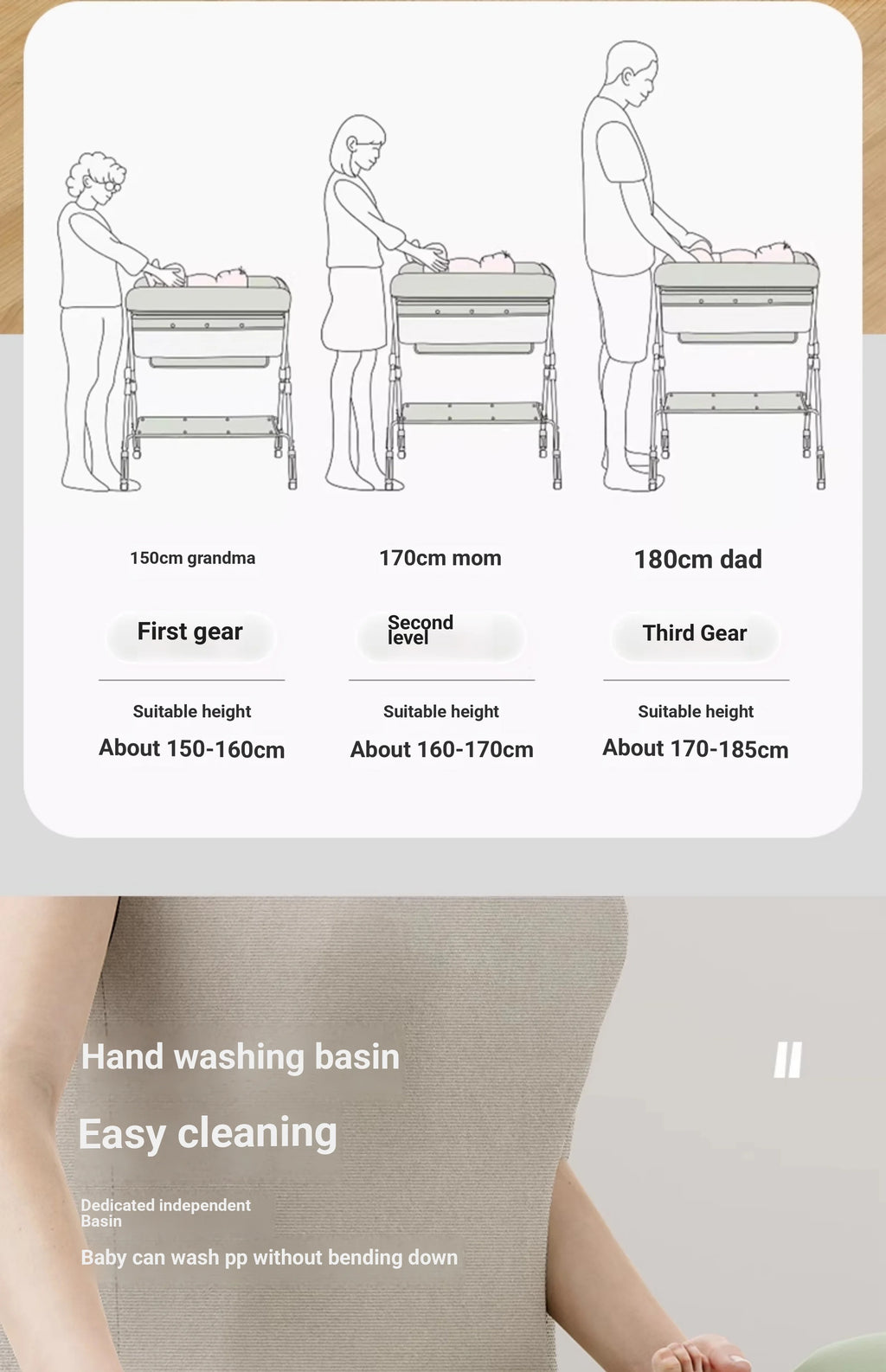 Height Adjustable Multifunctional Foldable Baby Changing Table Portable Infant Diaper Station with Large Storage Waterproof