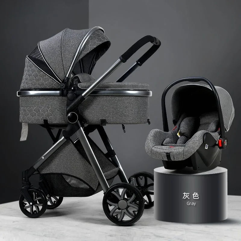 Foldable Two Way Adjustable Armrests 2 in 1 Baby Multifunctional Baby Stroller with Car Seat High View Two in One Baby Stroller