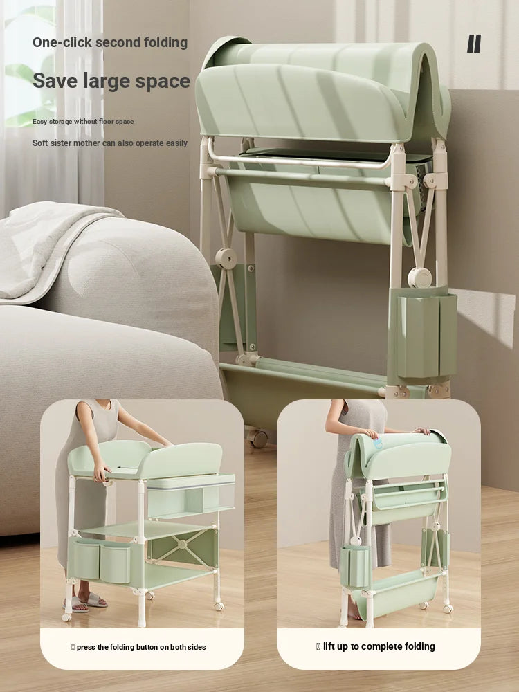 Height Adjustable Multifunctional Foldable Baby Changing Table Portable Infant Diaper Station with Large Storage Waterproof