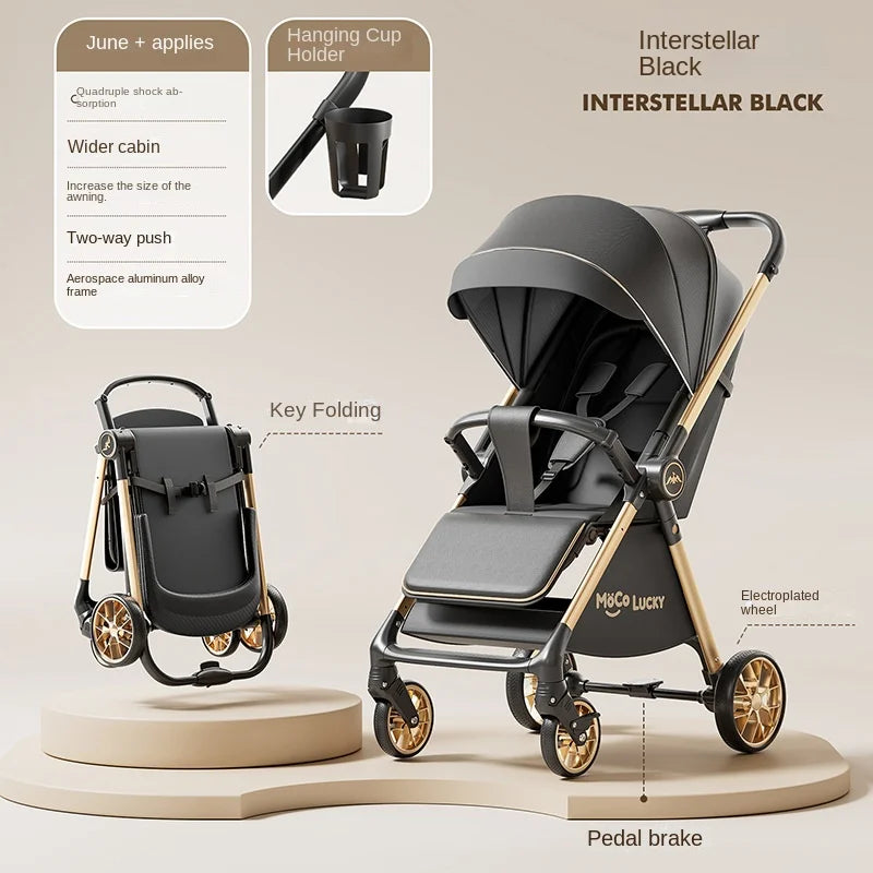 2026 New Stroller with Baby Basket High Landscape Two-way Push Travel Stroller can sit and lie down Four-wheels Baby Buggy