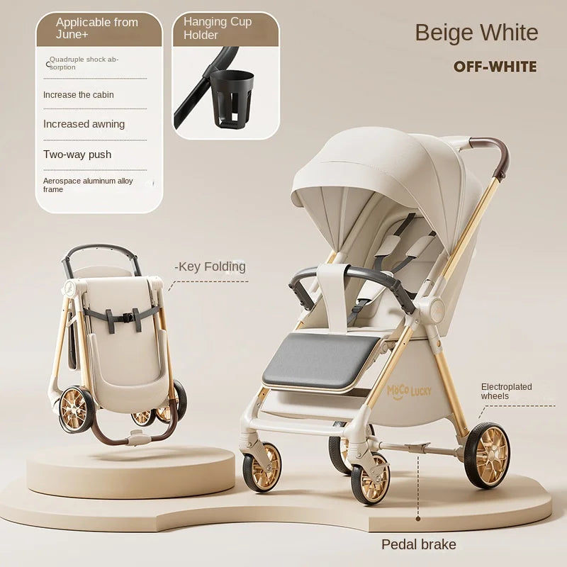 2026 New Stroller with Baby Basket High Landscape Two-way Push Travel Stroller can sit and lie down Four-wheels Baby Buggy