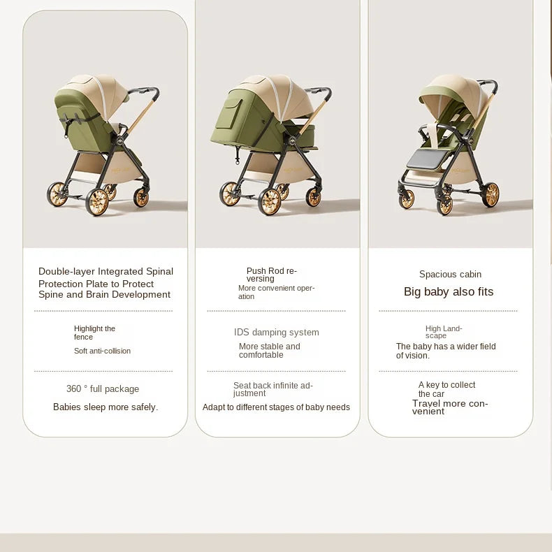 2026 New Stroller with Baby Basket High Landscape Two-way Push Travel Stroller can sit and lie down Four-wheels Baby Buggy