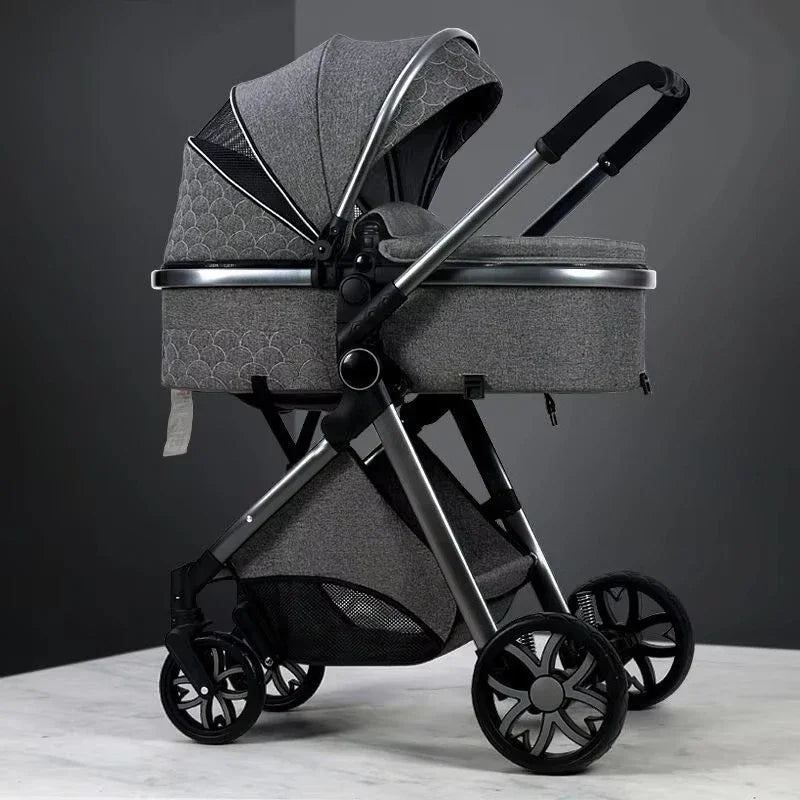 Foldable Two Way Adjustable Armrests 2 in 1 Baby Multifunctional Baby Stroller with Car Seat High View Two in One Baby Stroller