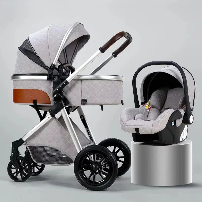 Foldable Two Way Adjustable Armrests 2 in 1 Baby Multifunctional Baby Stroller with Car Seat High View Two in One Baby Stroller