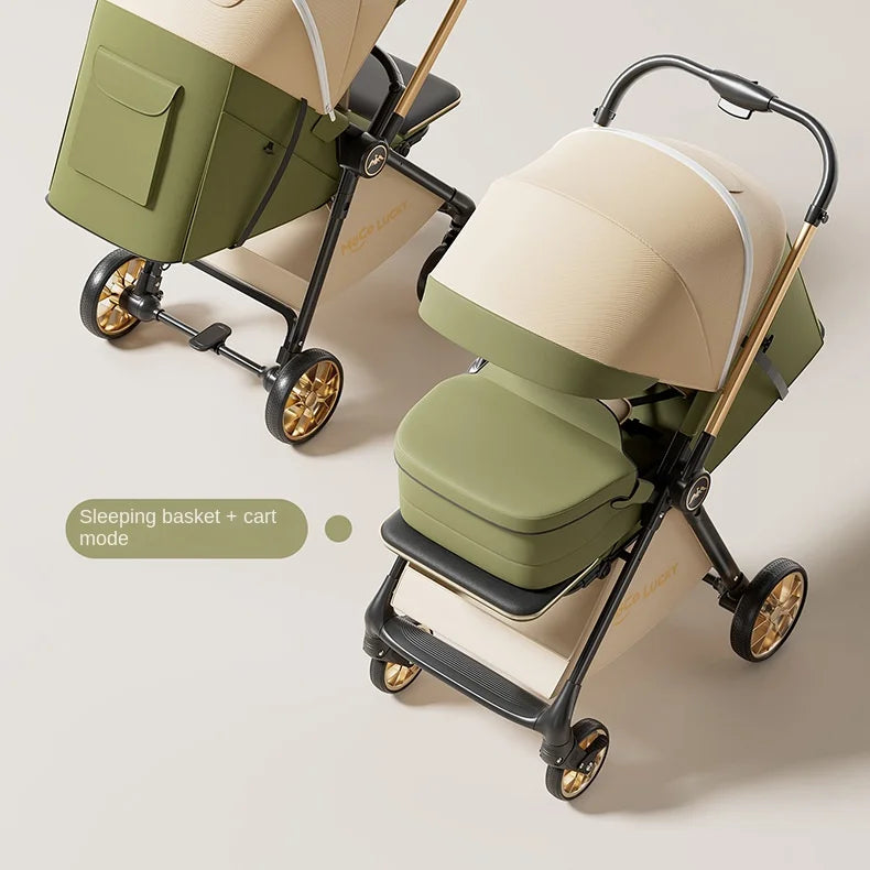 2026 New Stroller with Baby Basket High Landscape Two-way Push Travel Stroller can sit and lie down Four-wheels Baby Buggy