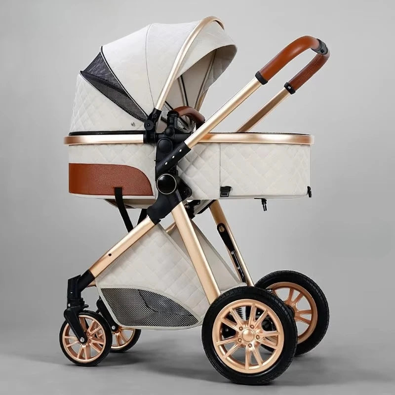 Foldable Two Way Adjustable Armrests 2 in 1 Baby Multifunctional Baby Stroller with Car Seat High View Two in One Baby Stroller