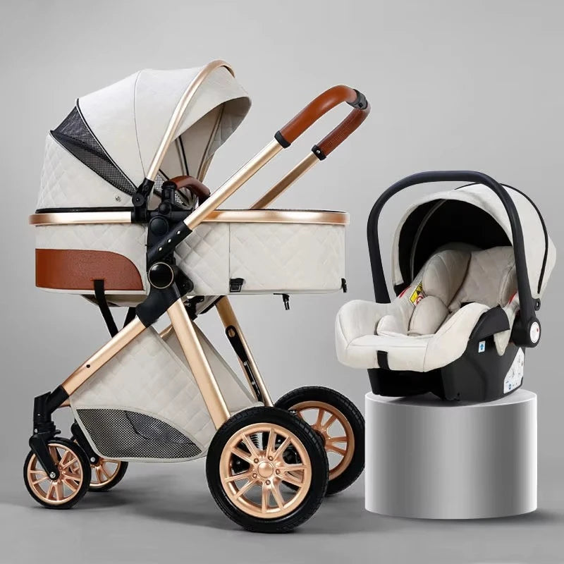 Foldable Two Way Adjustable Armrests 2 in 1 Baby Multifunctional Baby Stroller with Car Seat High View Two in One Baby Stroller