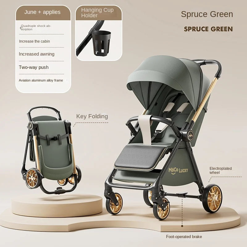 2026 New Stroller with Baby Basket High Landscape Two-way Push Travel Stroller can sit and lie down Four-wheels Baby Buggy