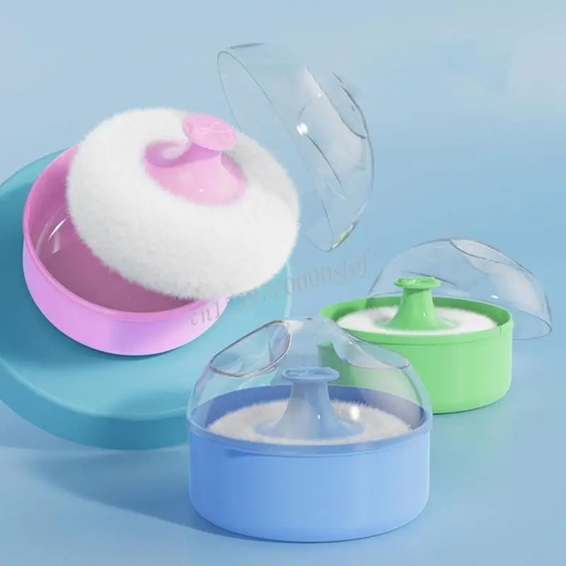 Infant Body Powder Puff Baby Body Cosmetic Powder Puff Large Powder Puff and Empty Container Case for Kid Toddler J60B