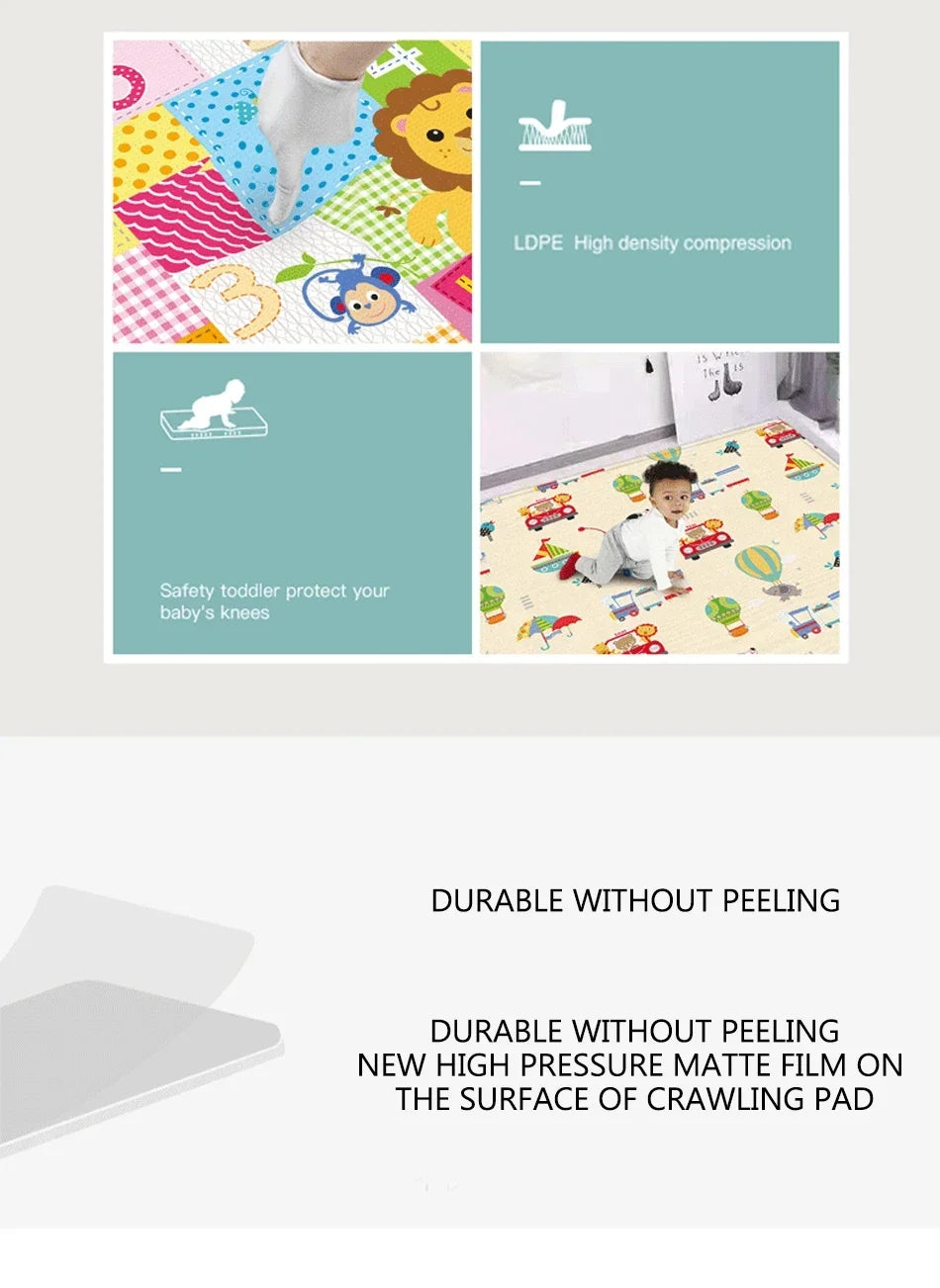 Baby Folding Mat, Large Tummy Time Folding Baby Crawling Mat Outdoor or Indoor Use, Portable Cute Double Sides Crawling Mats
