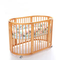 Solid Wood Baby Crib Convertible To Toddler Bed Adjustable Size Oval Design CPC Certified Safe Guardrail