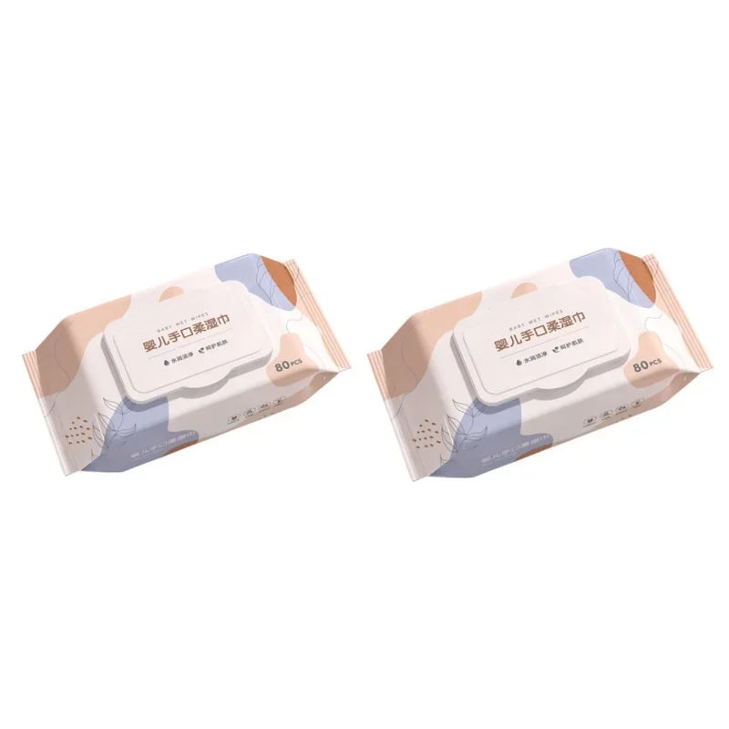 80Pcs Household Wash Face Wet Tissue Wipes Baby Hand Mouth Wipes for Mother Baby Skin Cleaning & Care Individual Body Wet Wipes