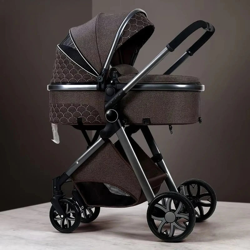 Foldable Two Way Adjustable Armrests 2 in 1 Baby Multifunctional Baby Stroller with Car Seat High View Two in One Baby Stroller