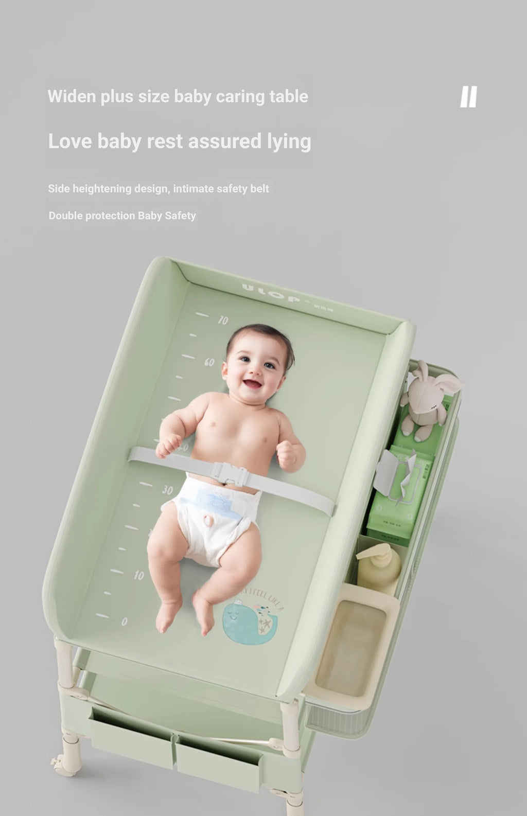 Height Adjustable Multifunctional Foldable Baby Changing Table Portable Infant Diaper Station with Large Storage Waterproof
