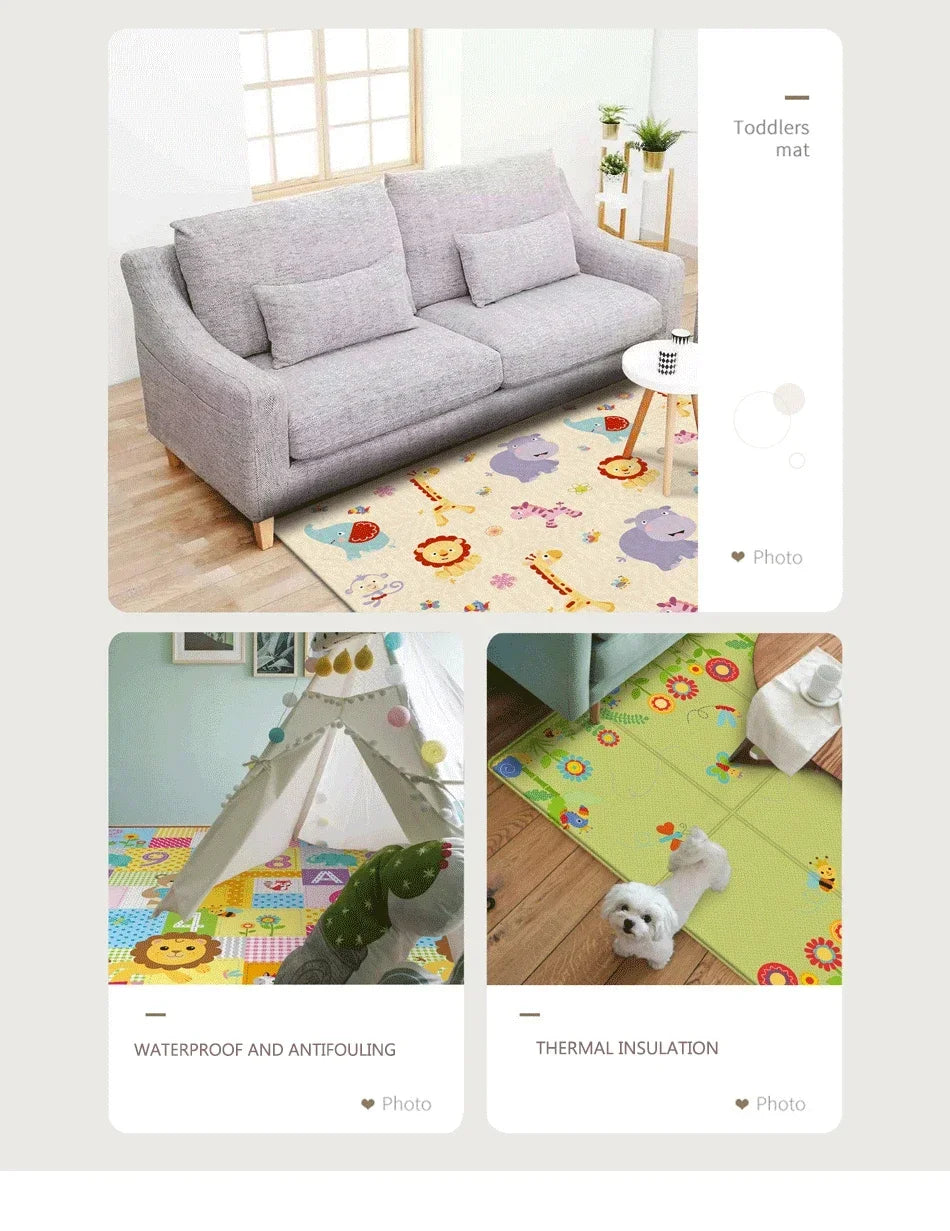 Baby Folding Mat, Large Tummy Time Folding Baby Crawling Mat Outdoor or Indoor Use, Portable Cute Double Sides Crawling Mats