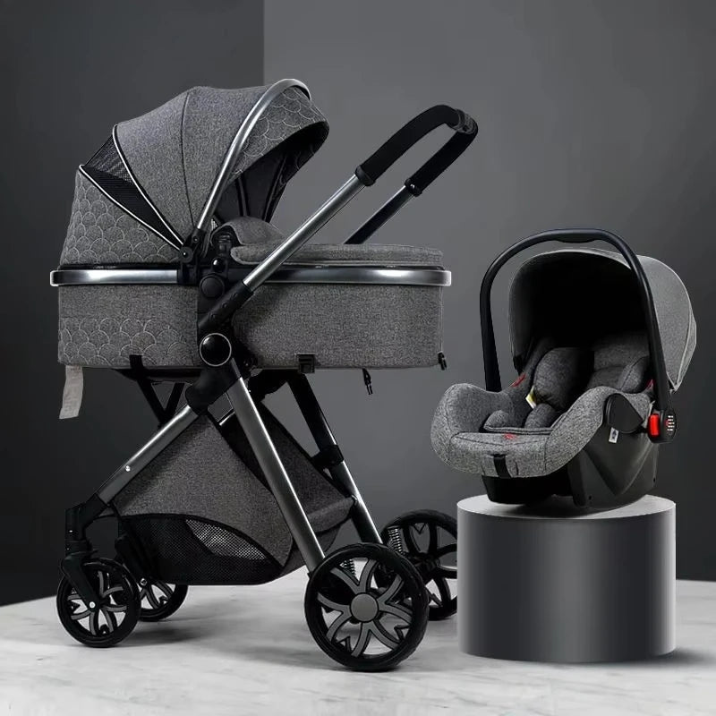 Foldable Two Way Adjustable Armrests 2 in 1 Baby Multifunctional Baby Stroller with Car Seat High View Two in One Baby Stroller