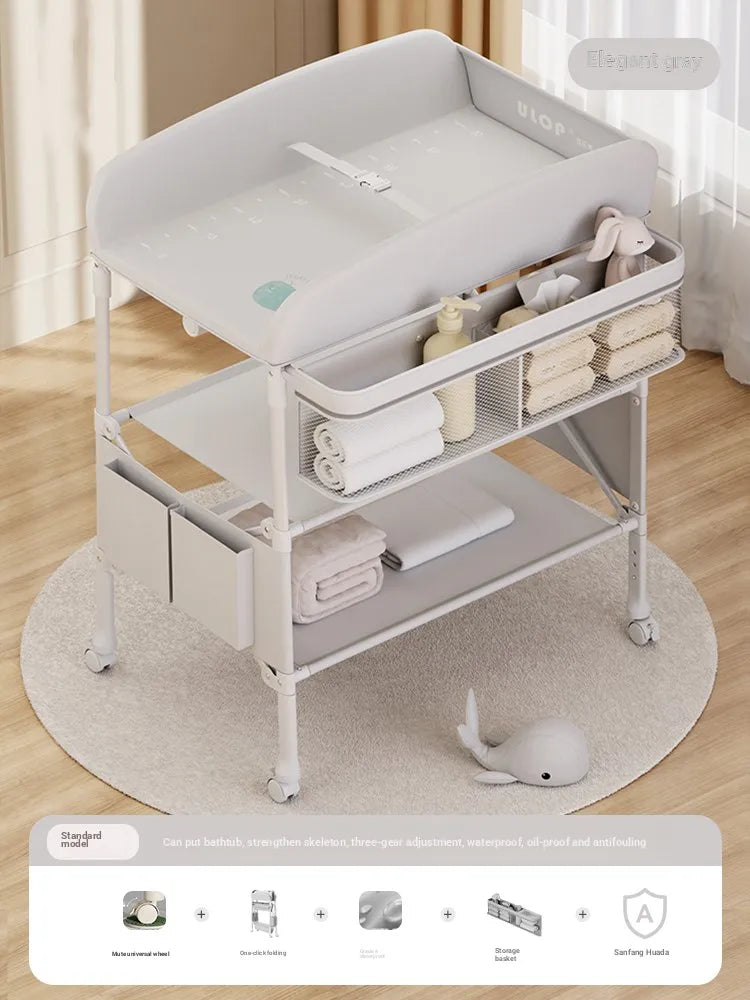 Height Adjustable Multifunctional Foldable Baby Changing Table Portable Infant Diaper Station with Large Storage Waterproof