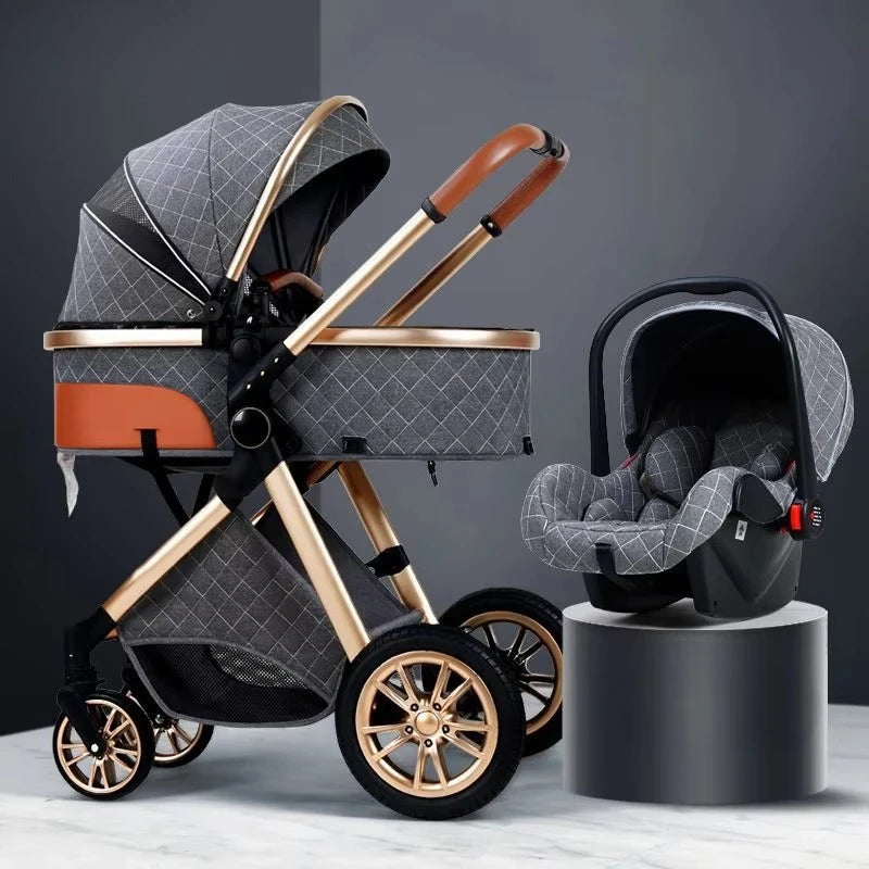 Foldable Two Way Adjustable Armrests 2 in 1 Baby Multifunctional Baby Stroller with Car Seat High View Two in One Baby Stroller