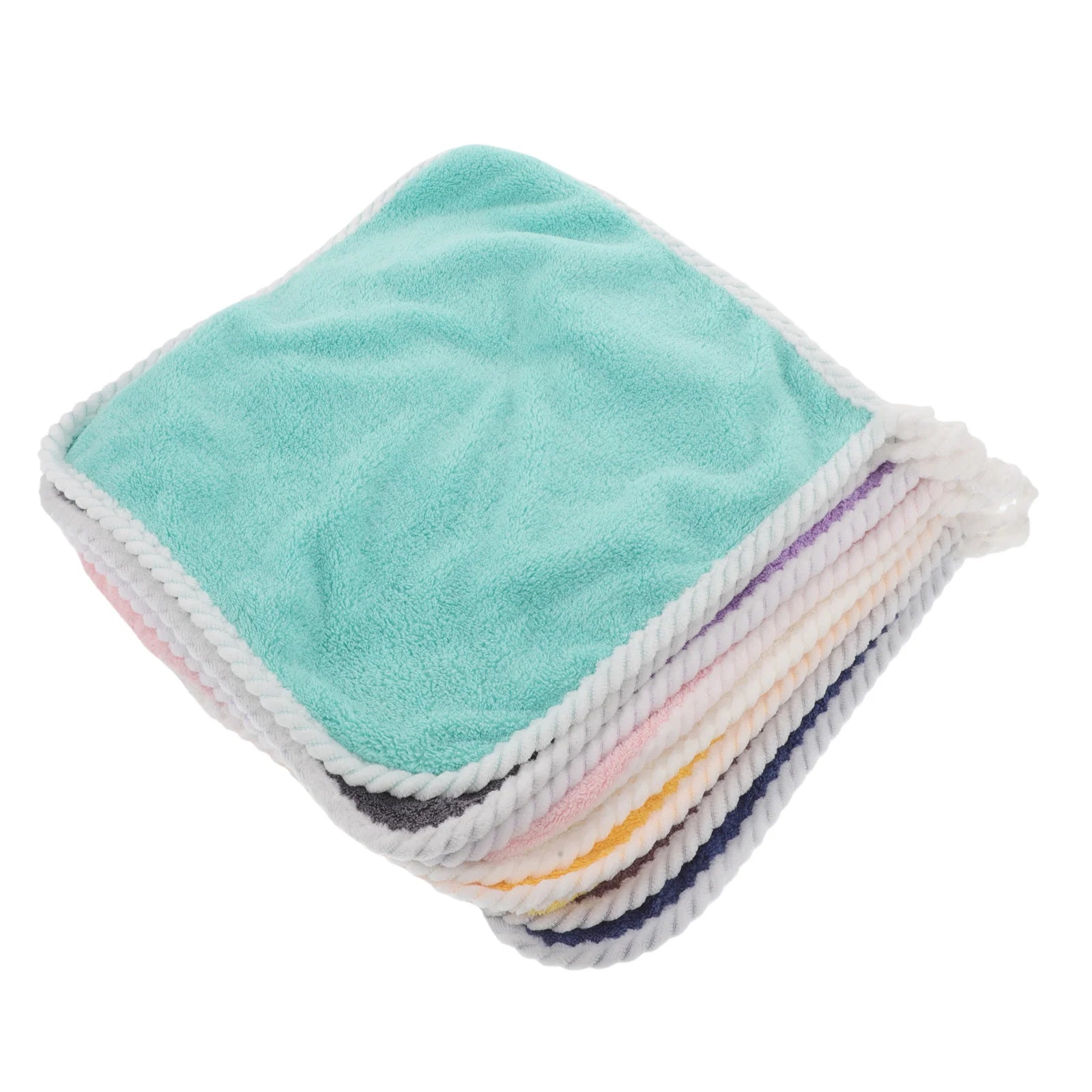 8pcs Flannel Face Soft Washcloths With Hanging Loop Newborn Baby Bath Towels Kids Hand Towels Travel Wash Cloth