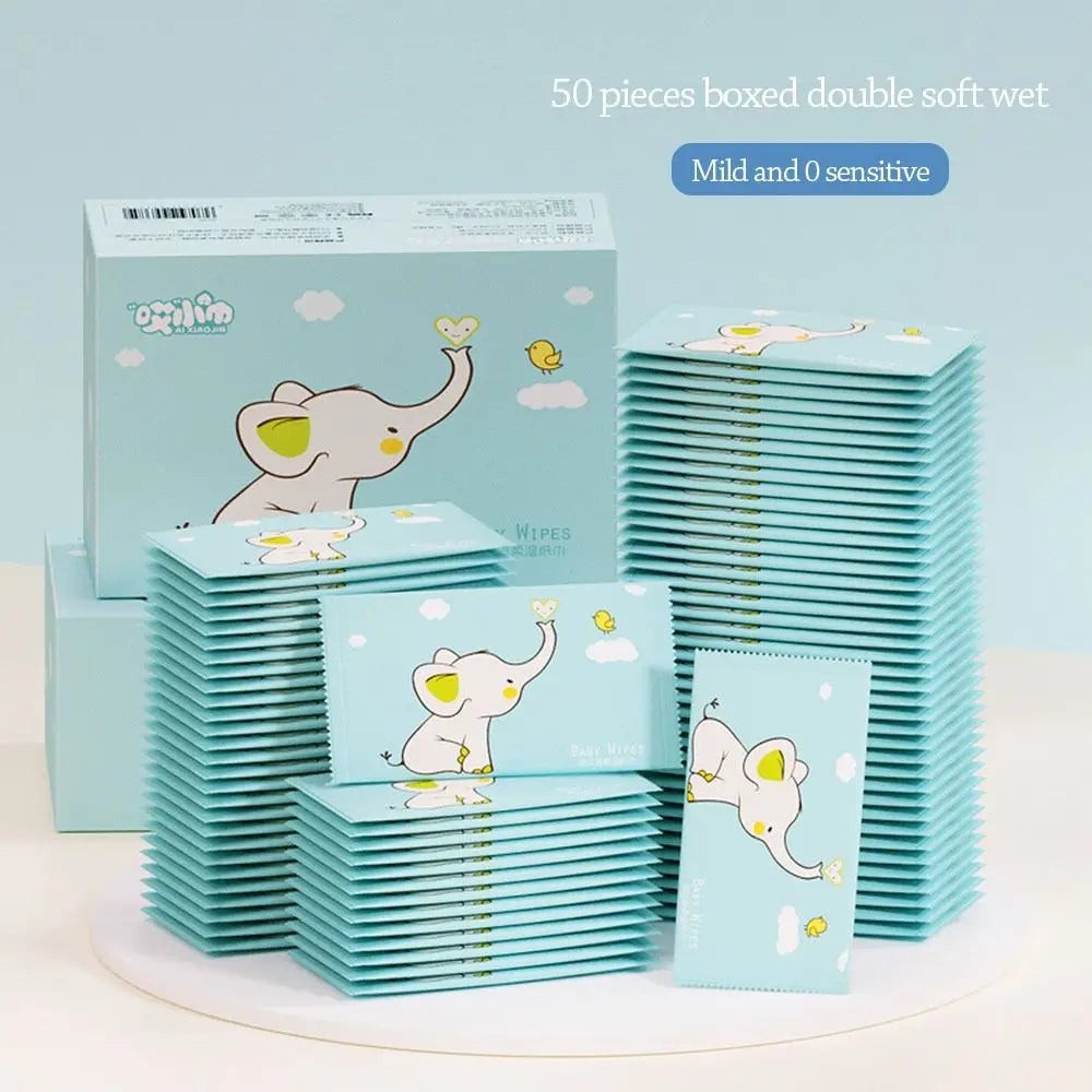 50Pcs Baby Wet Wipes Fashion Disinfection Hand Cleaning Moist Paper Non Woven Fabric Tissue Portable Wet Wipe Pouch