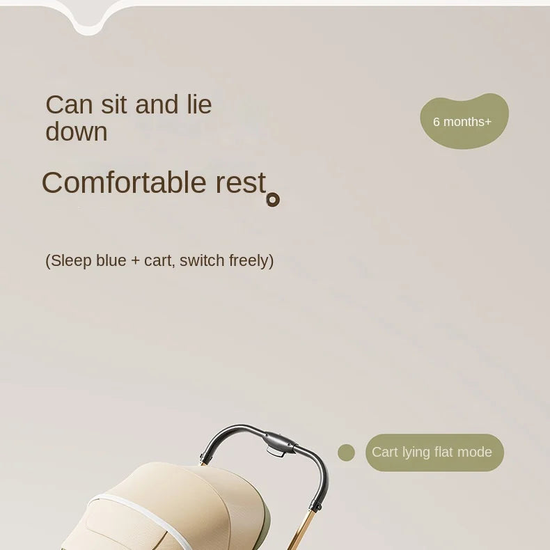 2026 New Stroller with Baby Basket High Landscape Two-way Push Travel Stroller can sit and lie down Four-wheels Baby Buggy
