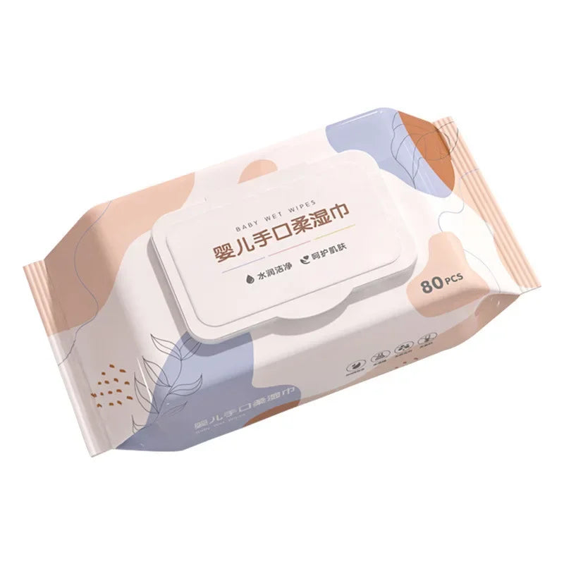 80Pcs Household Wash Face Wet Tissue Wipes Baby Hand Mouth Wipes for Mother Baby Skin Cleaning & Care Individual Body Wet Wipes
