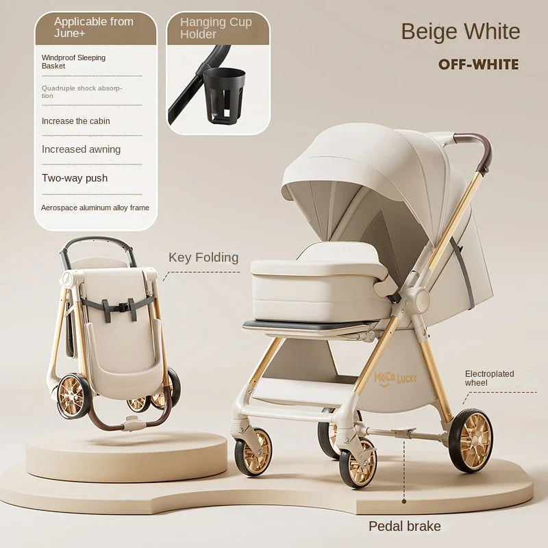 2026 New Stroller with Baby Basket High Landscape Two-way Push Travel Stroller can sit and lie down Four-wheels Baby Buggy