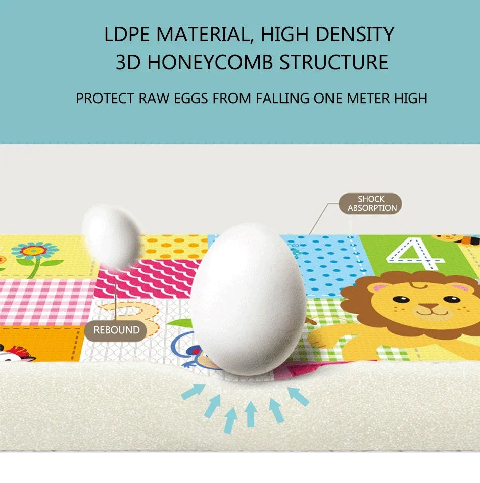 Baby Folding Mat, Large Tummy Time Folding Baby Crawling Mat Outdoor or Indoor Use, Portable Cute Double Sides Crawling Mats