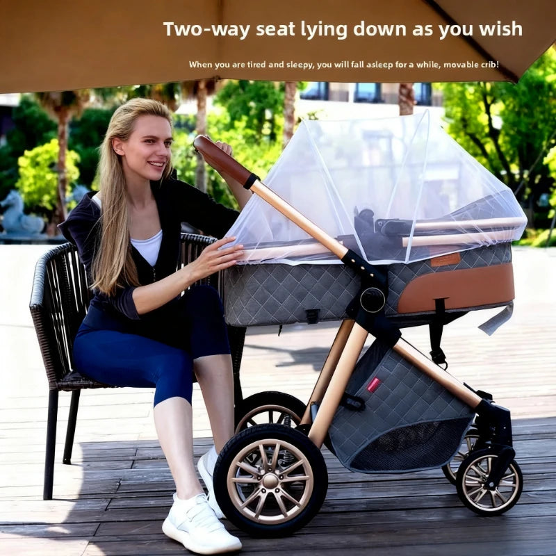 Foldable Two Way Adjustable Armrests 2 in 1 Baby Multifunctional Baby Stroller with Car Seat High View Two in One Baby Stroller