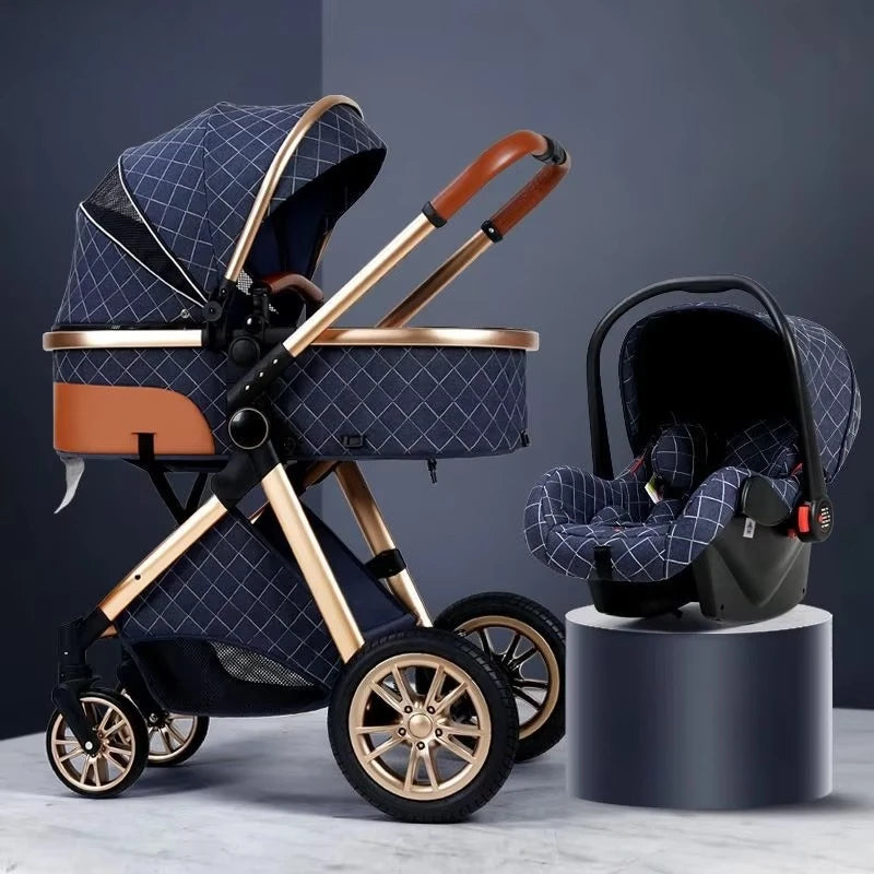 Foldable Two Way Adjustable Armrests 2 in 1 Baby Multifunctional Baby Stroller with Car Seat High View Two in One Baby Stroller