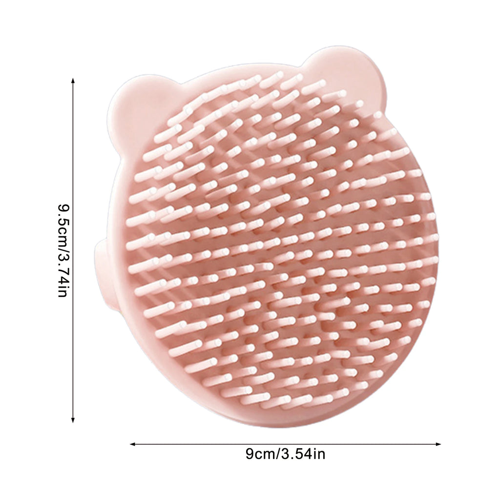Baby Hair Brush Soft Hair Scalp Massager For Kids Gentle Bathing Shower Head Scrubber Cute Bear Design