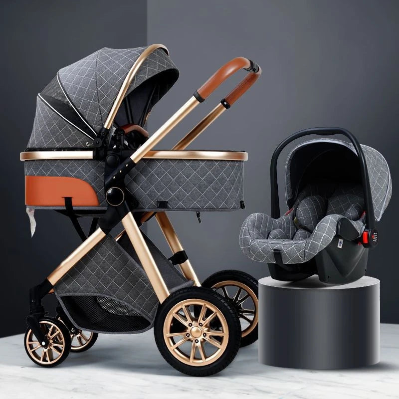 Foldable Two Way Adjustable Armrests 2 in 1 Baby Multifunctional Baby Stroller with Car Seat High View Two in One Baby Stroller