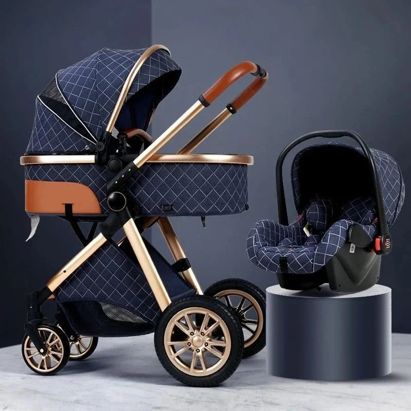 Foldable Two Way Adjustable Armrests 2 in 1 Baby Multifunctional Baby Stroller with Car Seat High View Two in One Baby Stroller