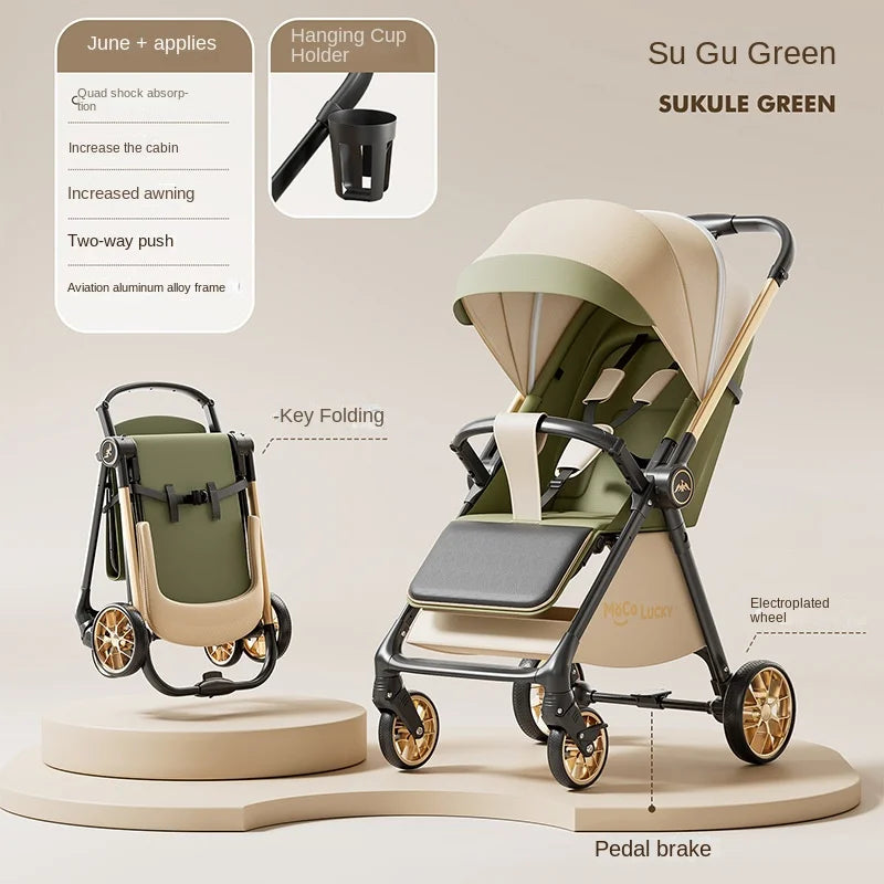 2026 New Stroller with Baby Basket High Landscape Two-way Push Travel Stroller can sit and lie down Four-wheels Baby Buggy