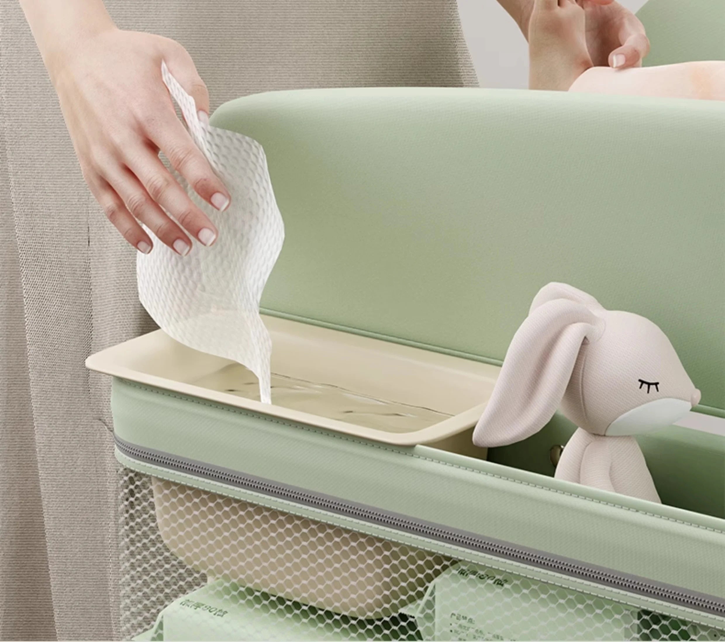 Height Adjustable Multifunctional Foldable Baby Changing Table Portable Infant Diaper Station with Large Storage Waterproof