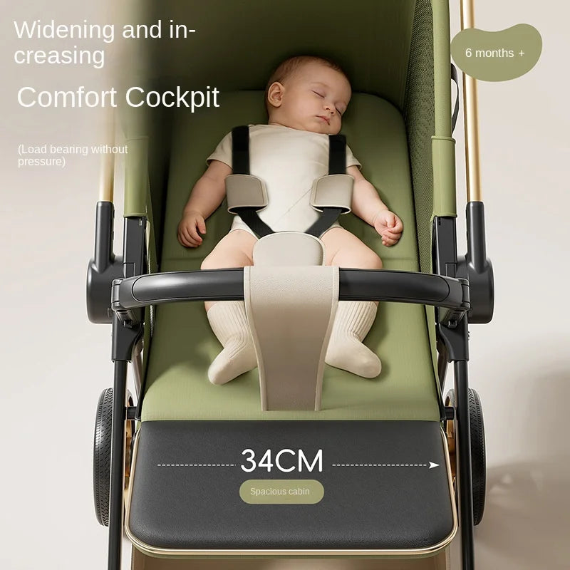 2026 New Stroller with Baby Basket High Landscape Two-way Push Travel Stroller can sit and lie down Four-wheels Baby Buggy