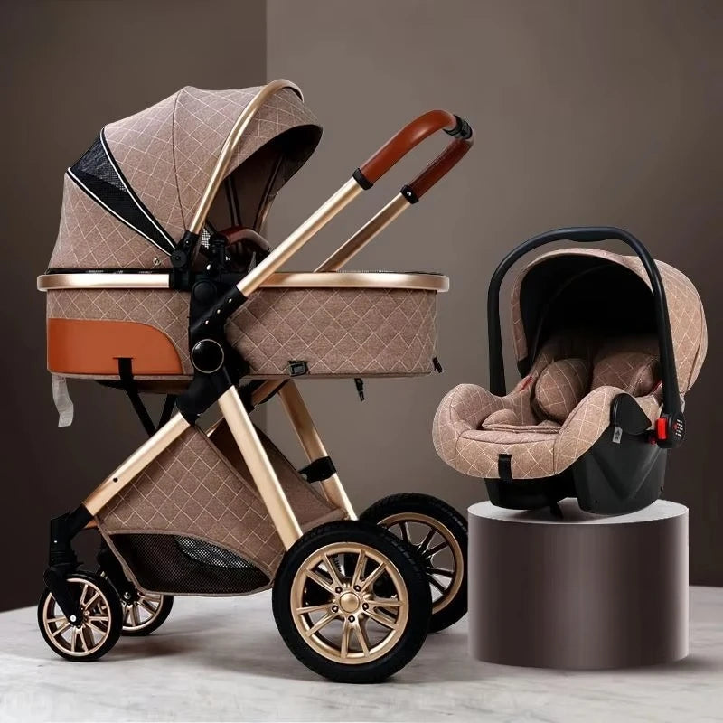 Foldable Two Way Adjustable Armrests 2 in 1 Baby Multifunctional Baby Stroller with Car Seat High View Two in One Baby Stroller