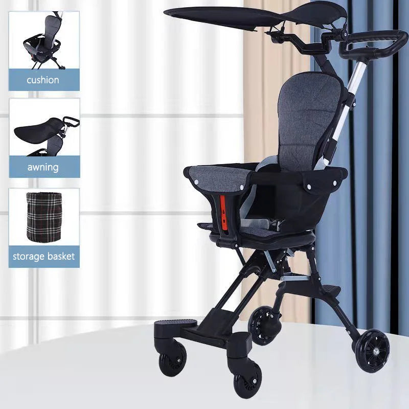 Light Foldable Baby Stroller Kid Travel Carriage Cart Newborn Two-Way Seats Landscape Stroller Portable Children Four-Wheel Cart