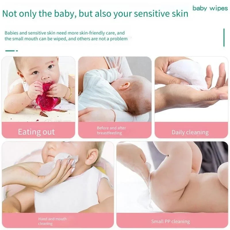 Thickened Baby Hand and Mouth Wet Wipes - Portable Cleaning Wipes Specialized for Infants Gentle Safe Disposable Baby's Wipes