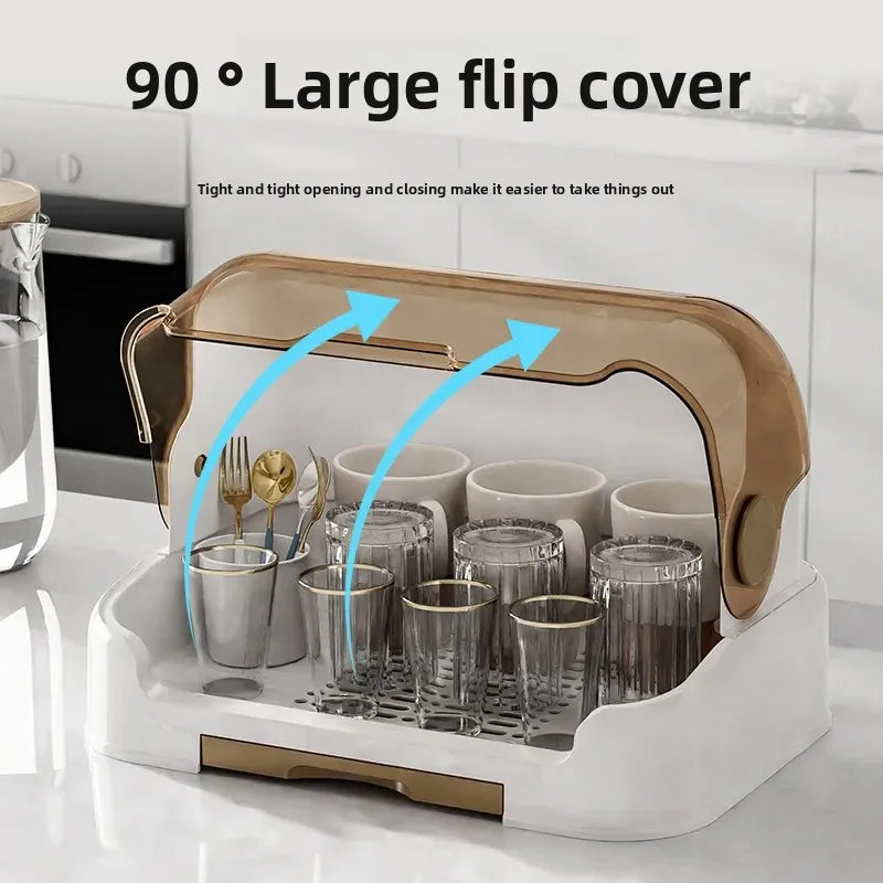 New Baby Bottle Drying Rack & Bottle Organizer Dustproof Storage Container with Removable Drip Tray, Hygienic Feeding Accessorie